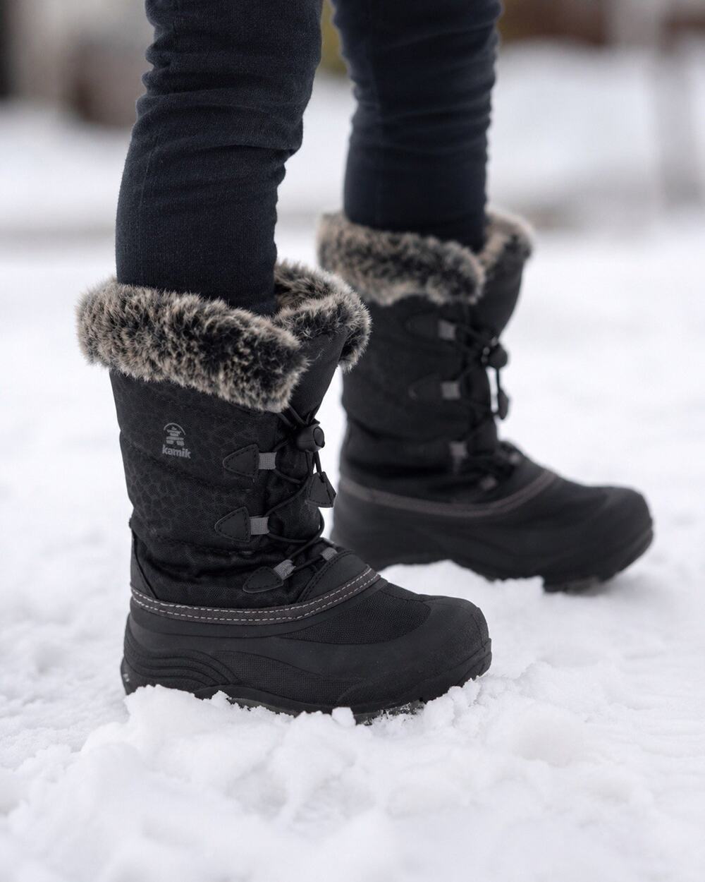 Kamik Faux Fur Lined Snow Boots Kids Youth Girls Size 13